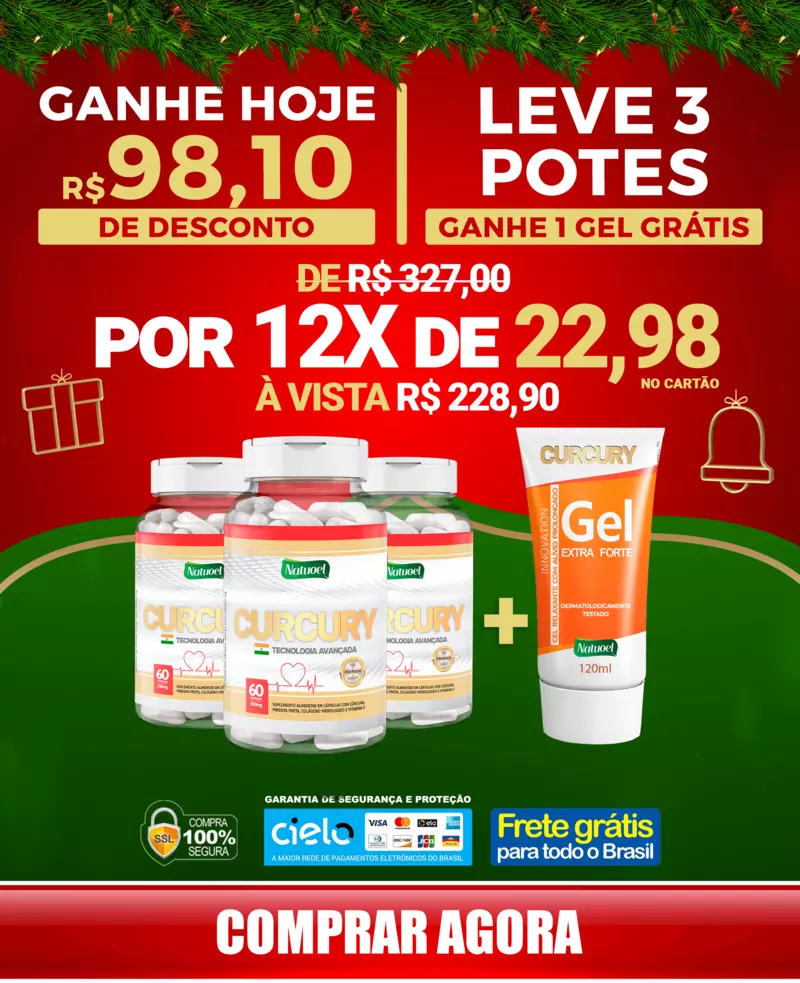 Curcury 3 potes em cápsula
