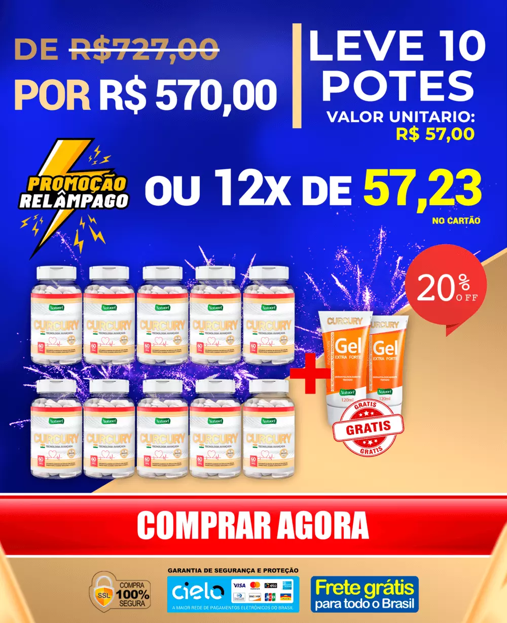 Curcury 10 potes em cápsula