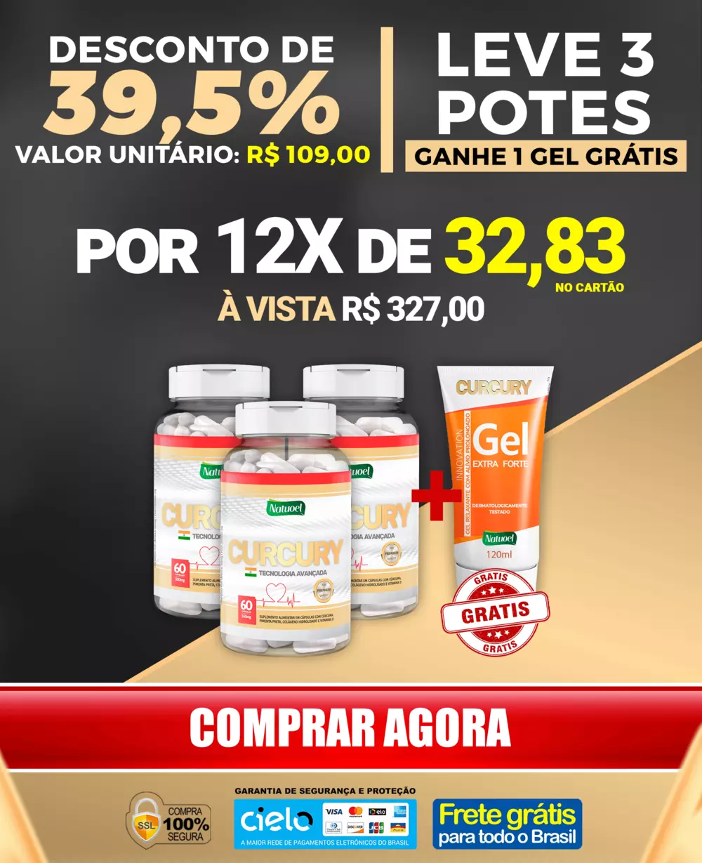 Curcury 3 potes em cápsula