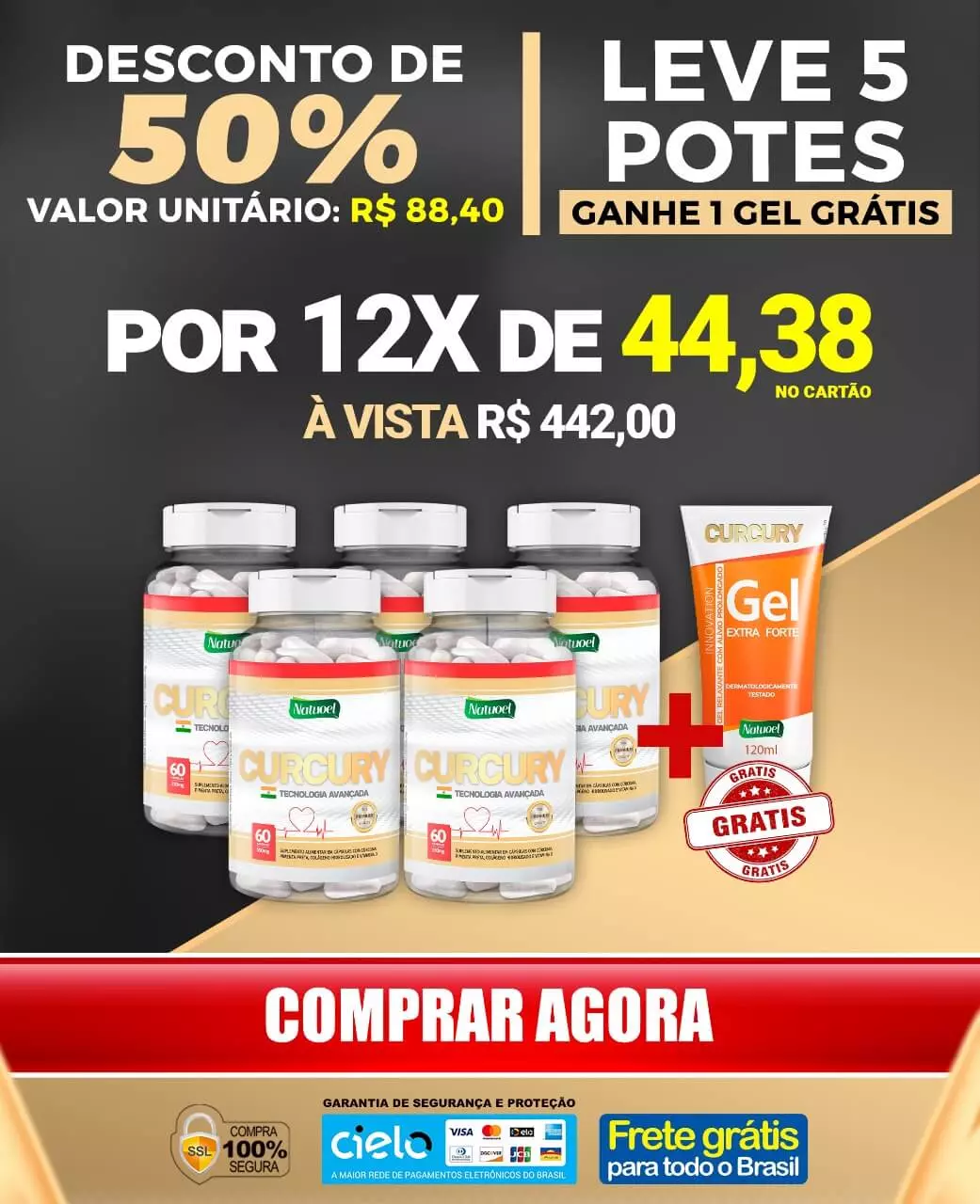 Curcury 5 potes em cápsula